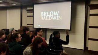 Below Baldwin Screening in Rutherford Hall